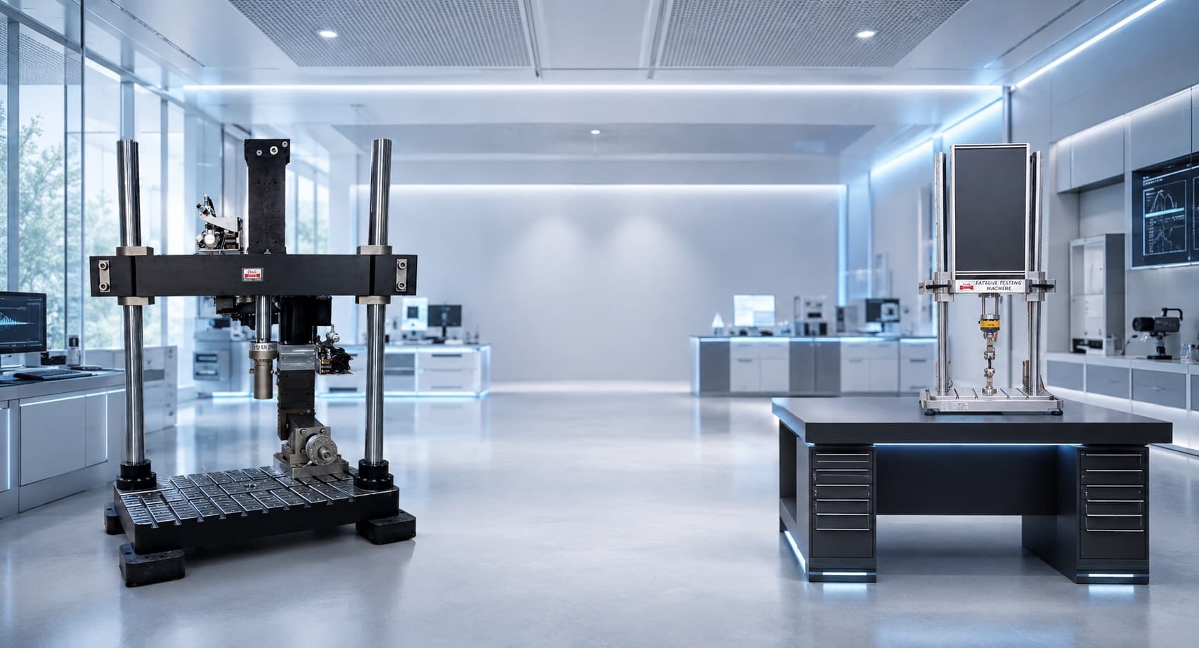 Dak multi-axis and single-axis fatigue testing machines in the laboratory
