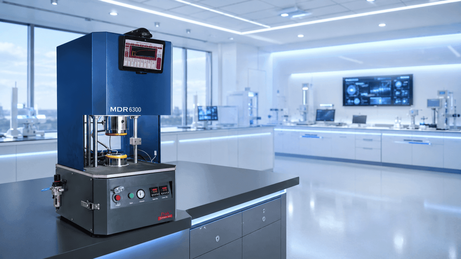 Moving Die Rheometer in a materials testing laboratory